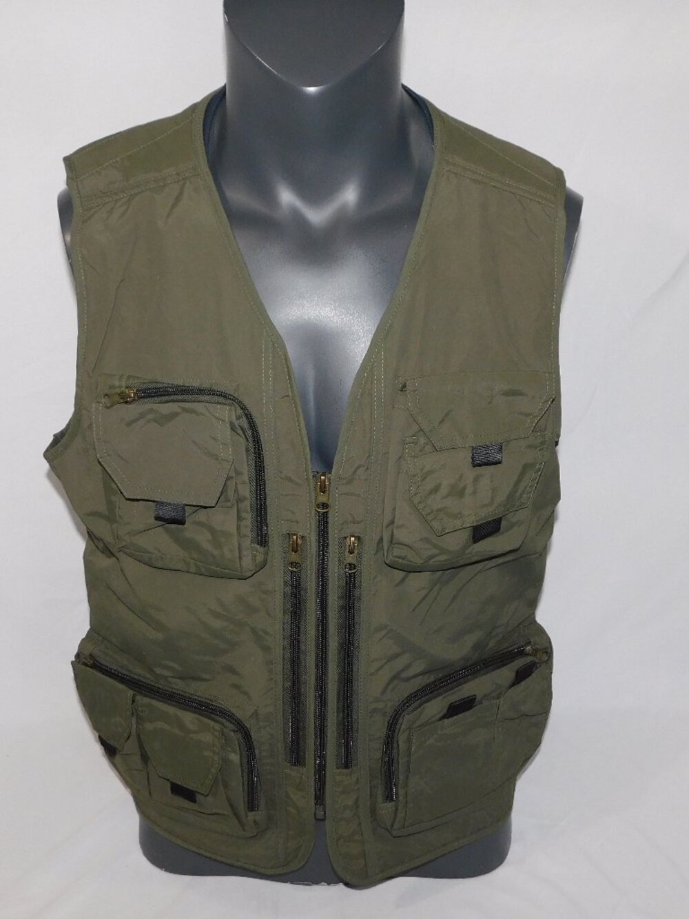 Jeep Rich Forrest Green Fly Fishing Vest Mesh Convertible Men XL Utility Pockets